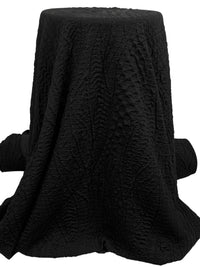 Black Polyester/Lycra Vertical Wavy Puckered Double Knit 55W