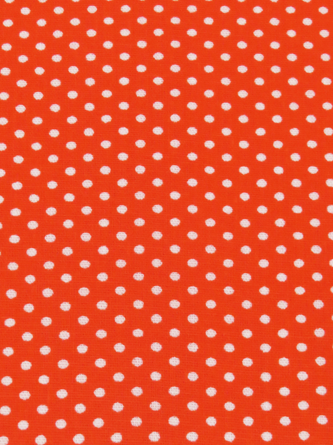 International Orange/White Cotton/Polyester Mini Polka Dot Print Poplin Shirting 57W