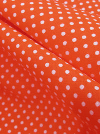 International Orange/White Cotton/Polyester Mini Polka Dot Print Poplin Shirting 57W