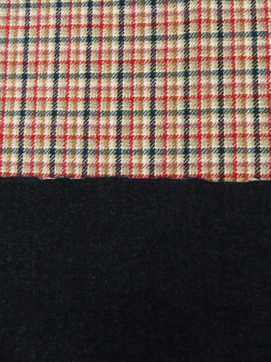 Vermilion/Black/Deep Jungle Green/Multi Wool/Nylon Plaid Weave Double-Faced Coating 58W