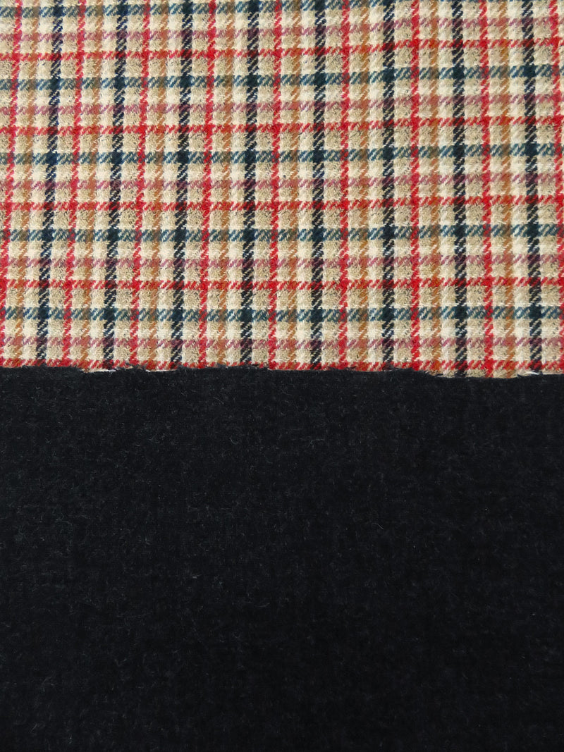 Vermilion/Black/Deep Jungle Green/Multi Wool/Nylon Plaid Weave Double-Faced Coating 58W