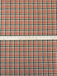 Vermilion/Black/Deep Jungle Green/Multi Wool/Nylon Plaid Weave Double-Faced Coating 58W