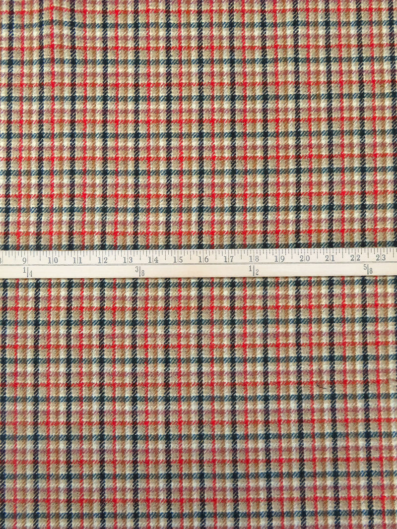 Vermilion/Black/Deep Jungle Green/Multi Wool/Nylon Plaid Weave Double-Faced Coating 58W