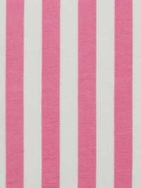 Cherry Pink/White Cotton/Lycra Vertical Stripe Print Jersey Knit 62W