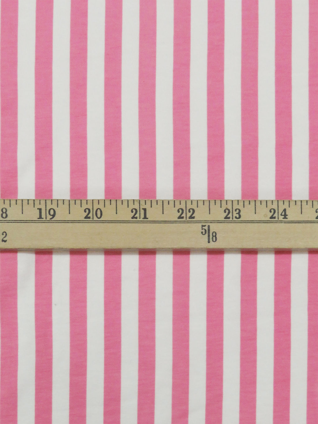 Cherry Pink/White Cotton/Lycra Vertical Stripe Print Jersey Knit 62W