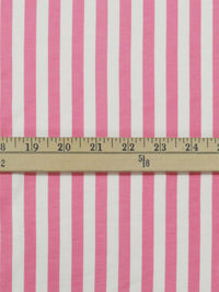 Cherry Pink/White Cotton/Lycra Vertical Stripe Print Jersey Knit 62W