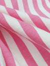 Cherry Pink/White Cotton/Lycra Vertical Stripe Print Jersey Knit 62W