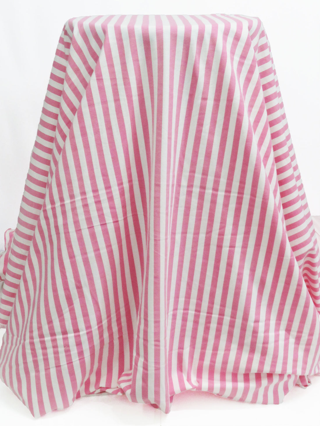 Cherry Pink/White Cotton/Lycra Vertical Stripe Print Jersey Knit 62W