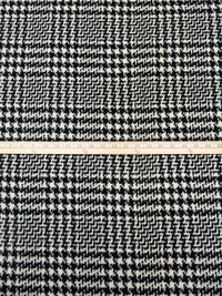 Black/Cream Wool/Nylon Houndstooth Plaid Weave Coating 56W