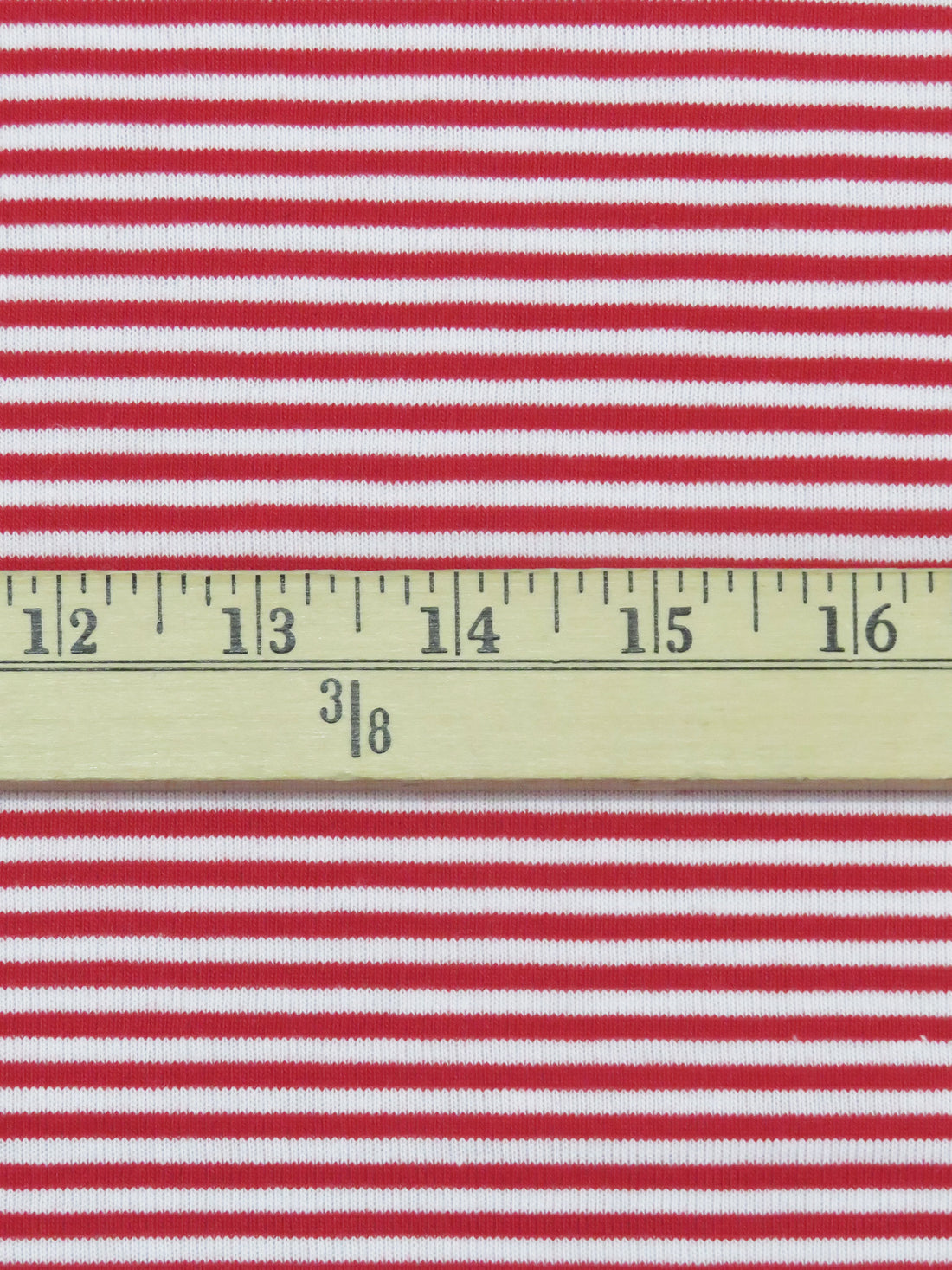 Crimson/White Cotton/Polyester Yarn-Dyed Horizontal Stripe Jersey Knit 56W