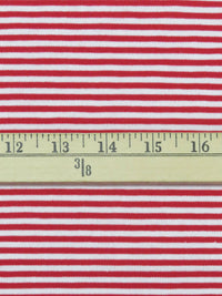 Crimson/White Cotton/Polyester Yarn-Dyed Horizontal Stripe Jersey Knit 56W