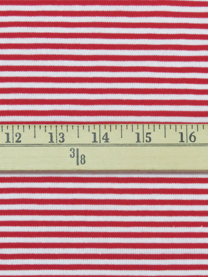 Crimson/White Cotton/Polyester Yarn-Dyed Horizontal Stripe Jersey Knit 56W