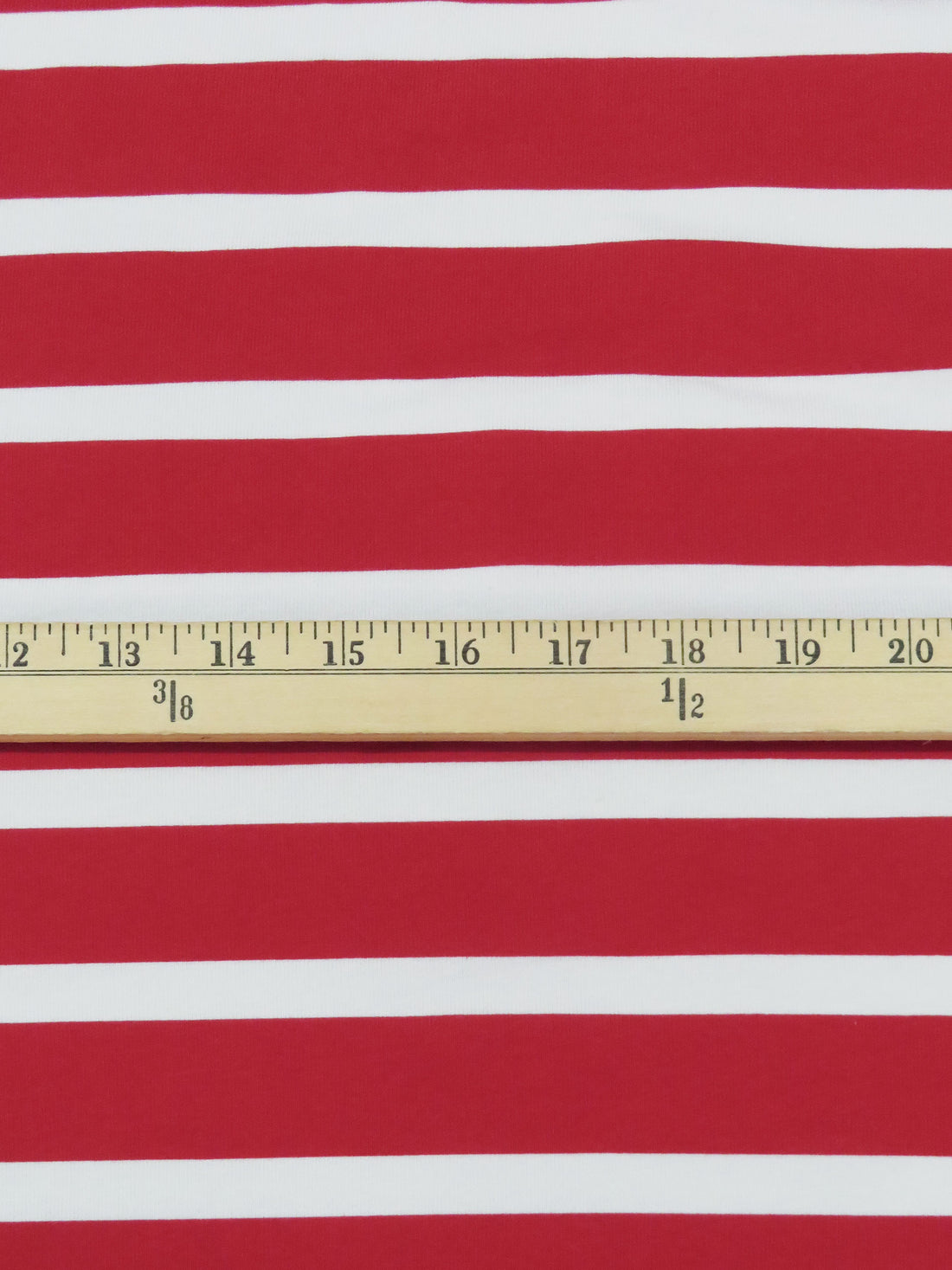 Barn Red/White Cotton/Lycra Horizontal Stripe Print Jersey Knit 58W