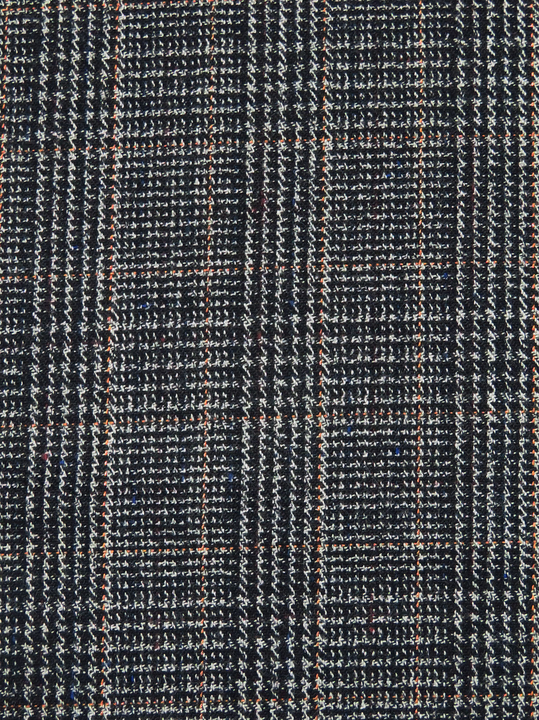 Black/Copper Rust/Dark Blue/Multi Polyester/Wool Glen Plaid Weave Suiting 60W