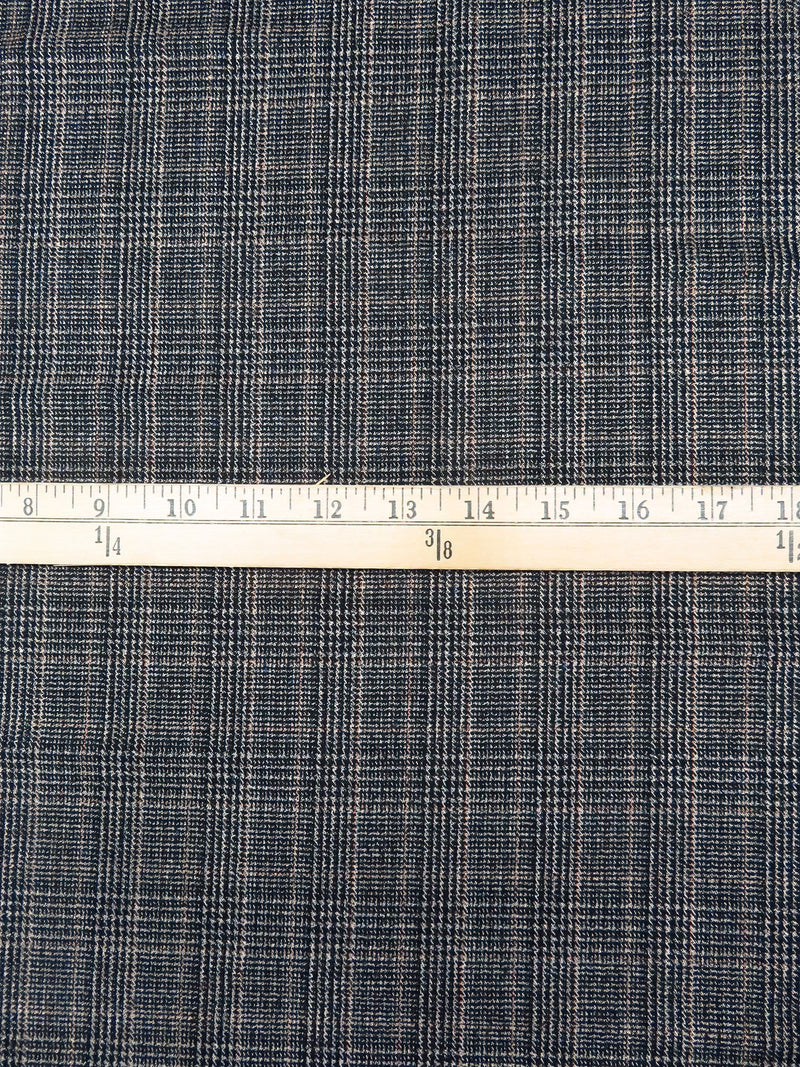 Black/Copper Rust/Dark Blue/Multi Polyester/Wool Glen Plaid Weave Suiting 60W