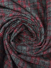 Black/White/Maroon Wool/Polyester Plaid Weave Flannel Suiting 59W