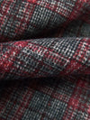 Black/White/Maroon Wool/Polyester Plaid Weave Flannel Suiting 59W