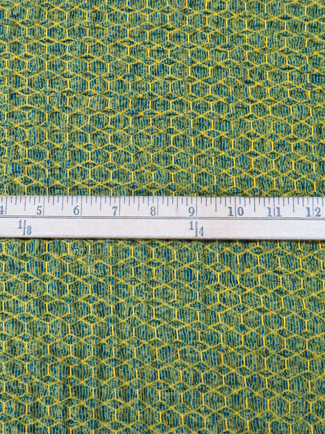 Deep Jungle Green/Old Gold Honeycomb Puckered Knit 60W
