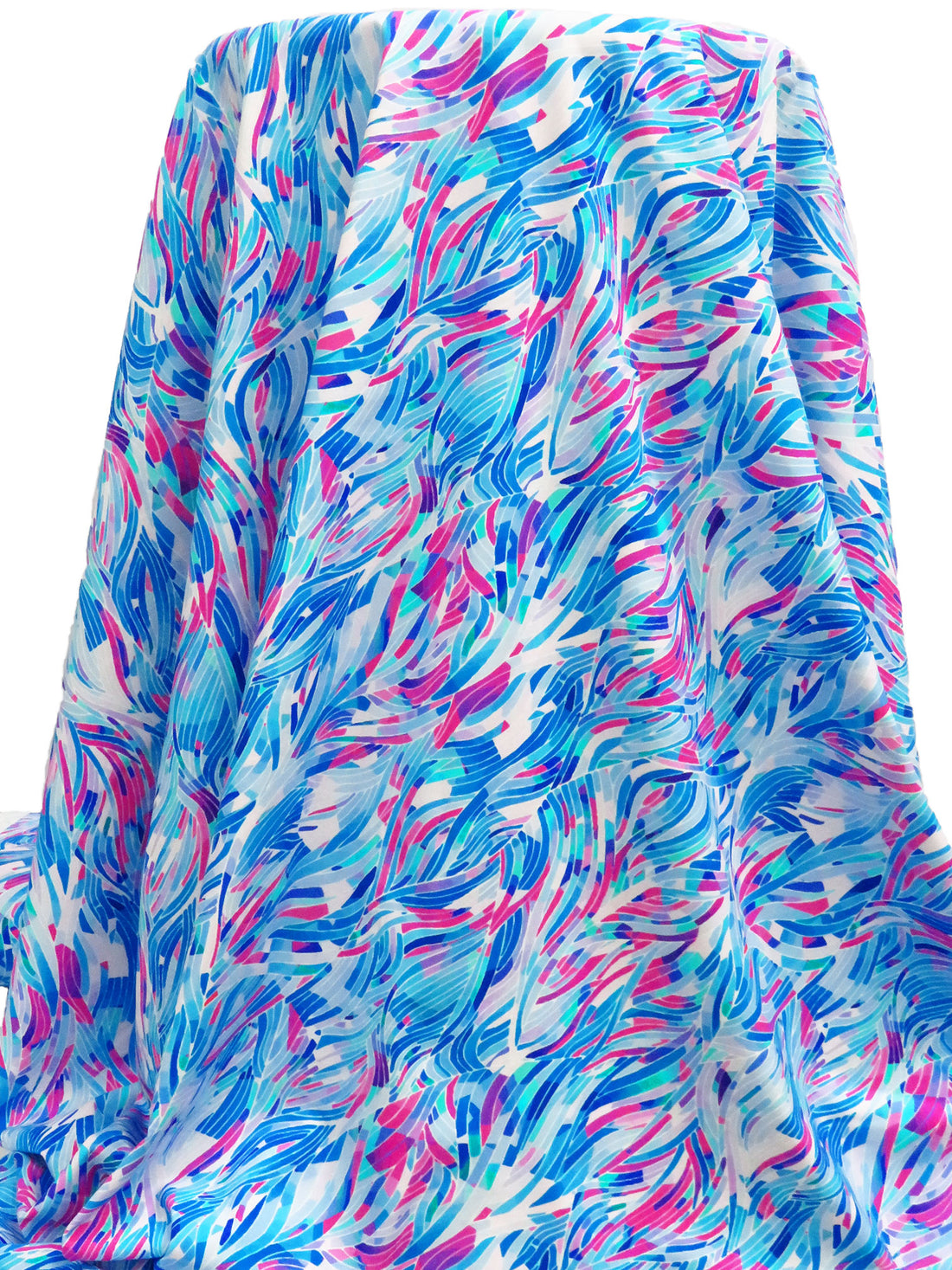 Caribbean Blue/French Pink/Turquoise/Multi Nylon/Lycra Abstract Print Swim/Activewear Knit 52W