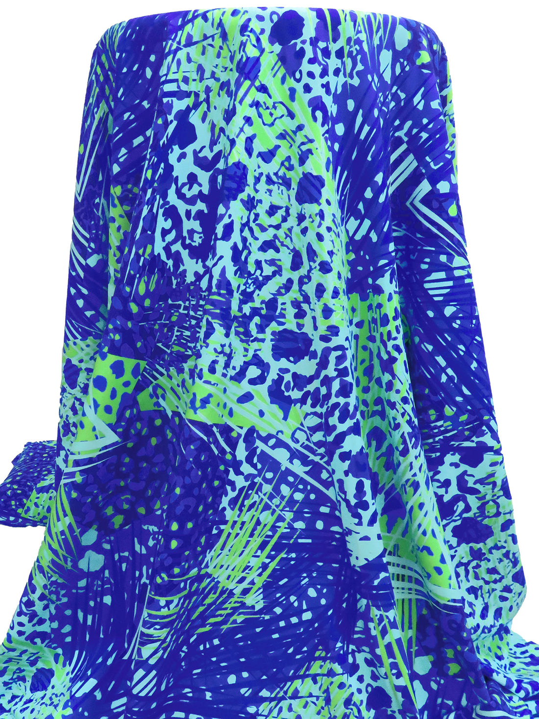 Dark Blue/Kiwi/Pale Aqua/Multi Nylon/Lycra Abstract Print Swim/Activewear Knit 52W