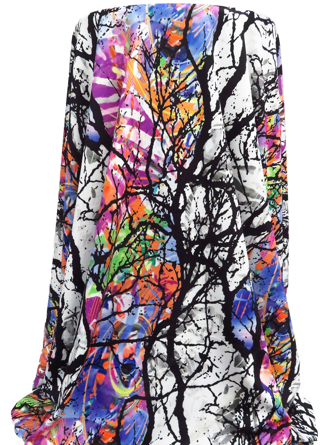 Black/Tangerine/White/Multi Nylon/Lycra Abstract Vertical Stripe Print Jersey Activewear Knit 61W