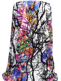 Black/Tangerine/White/Multi Nylon/Lycra Abstract Vertical Stripe Print Jersey Activewear Knit 61W
