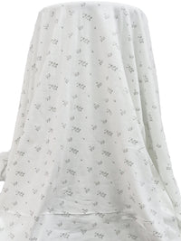Off-White/Mid Gray Cotton/Lycra Floral Branch Print Jersey Knit 56W