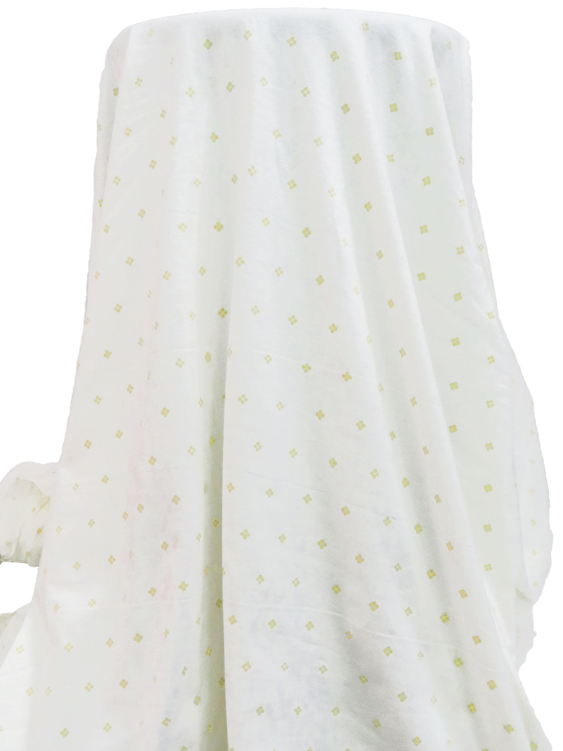 Off-White/Old Yellow Cotton/Lycra Geometric Dot Print Jersey Knit 56W
