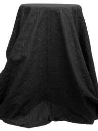 Muted Black 100% Cotton Embroidered Abstract Design With Shimmer Print Lawn - NY Designer - 53W