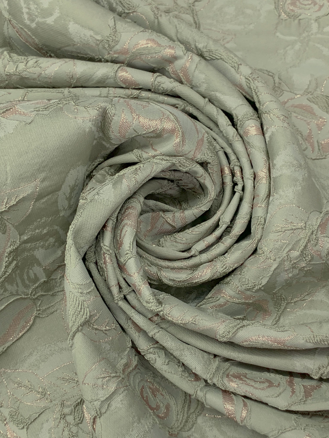 Laurel Green/Gold Polyester/Metallic Floral Jacquard Woven 56W