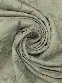 Laurel Green/Gold Polyester/Metallic Floral Jacquard Woven 56W