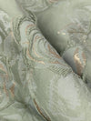Laurel Green/Gold Polyester/Metallic Floral Jacquard Woven 56W