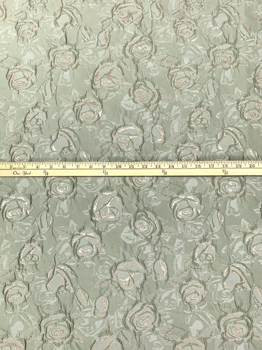 Laurel Green/Gold Polyester/Metallic Floral Jacquard Woven 56W