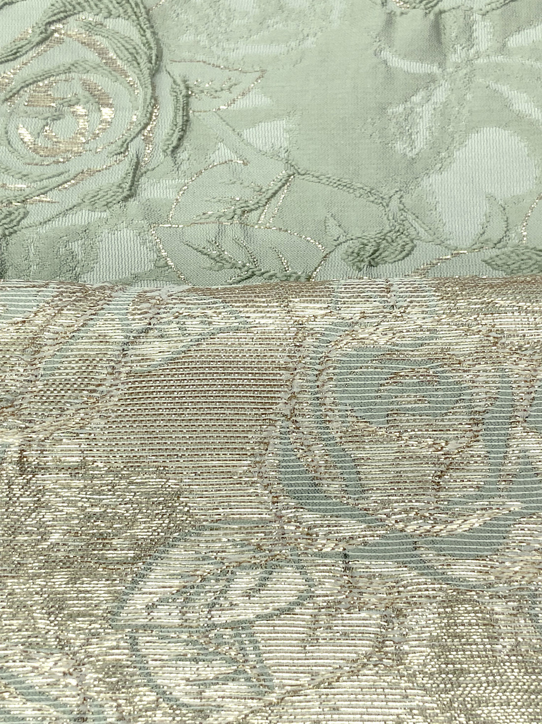 Laurel Green/Gold Polyester/Metallic Floral Jacquard Woven 56W