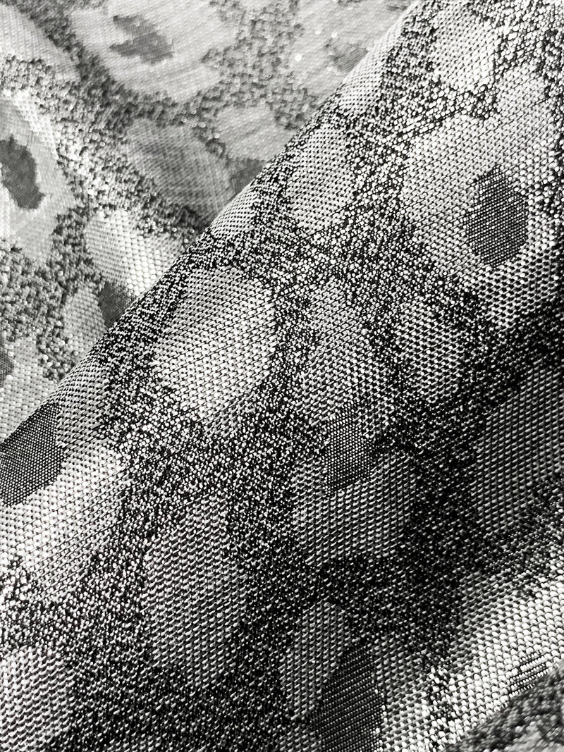 Silver/Black Polyester/Metallic Animal Jacquard Woven 61W