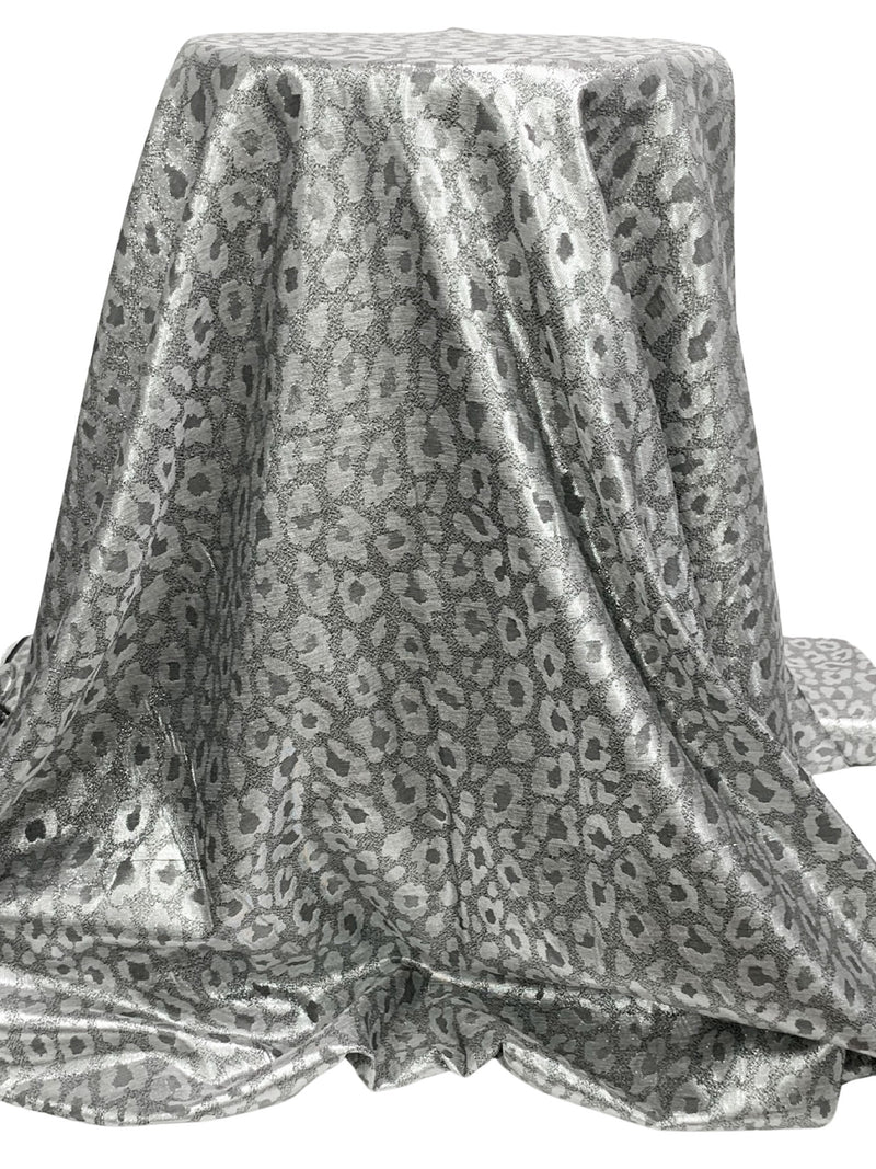 Silver/Black Polyester/Metallic Animal Jacquard Woven 61W