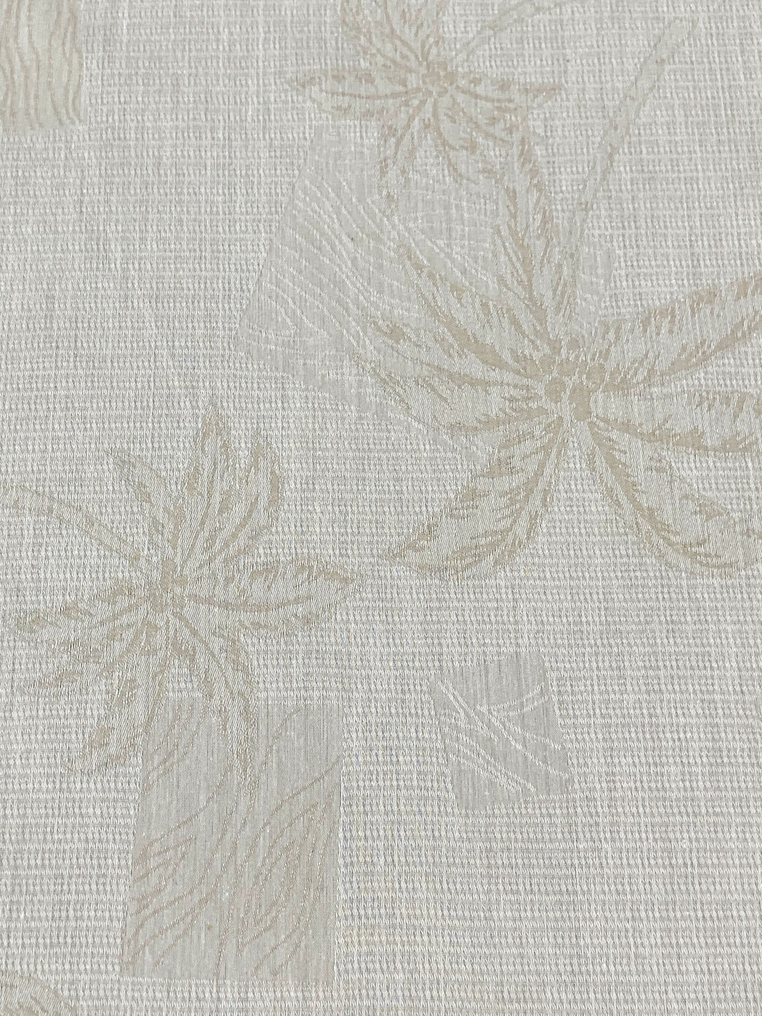 Oat/Off-White 100% Cotton Tropical Palm Weave Jacquard Shirting - NY Designer - 53W