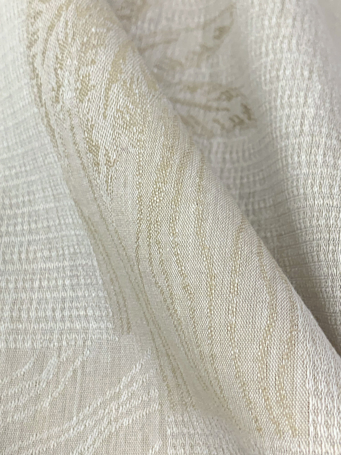 Oat/Off-White 100% Cotton Tropical Palm Weave Jacquard Shirting - NY Designer - 53W