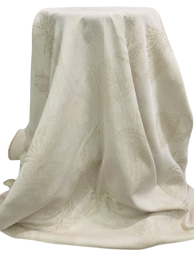 Oat/Off-White 100% Cotton Tropical Palm Weave Jacquard Shirting - NY Designer - 53W