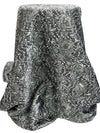 Bright Silver/Black 100% Polyester Floral Eyelash Jacquard Woven 54W