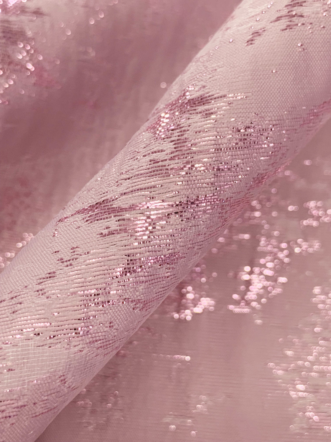 Dusty Pink/Silver Polyester/Metallic Abstract Jacquard Woven 54W