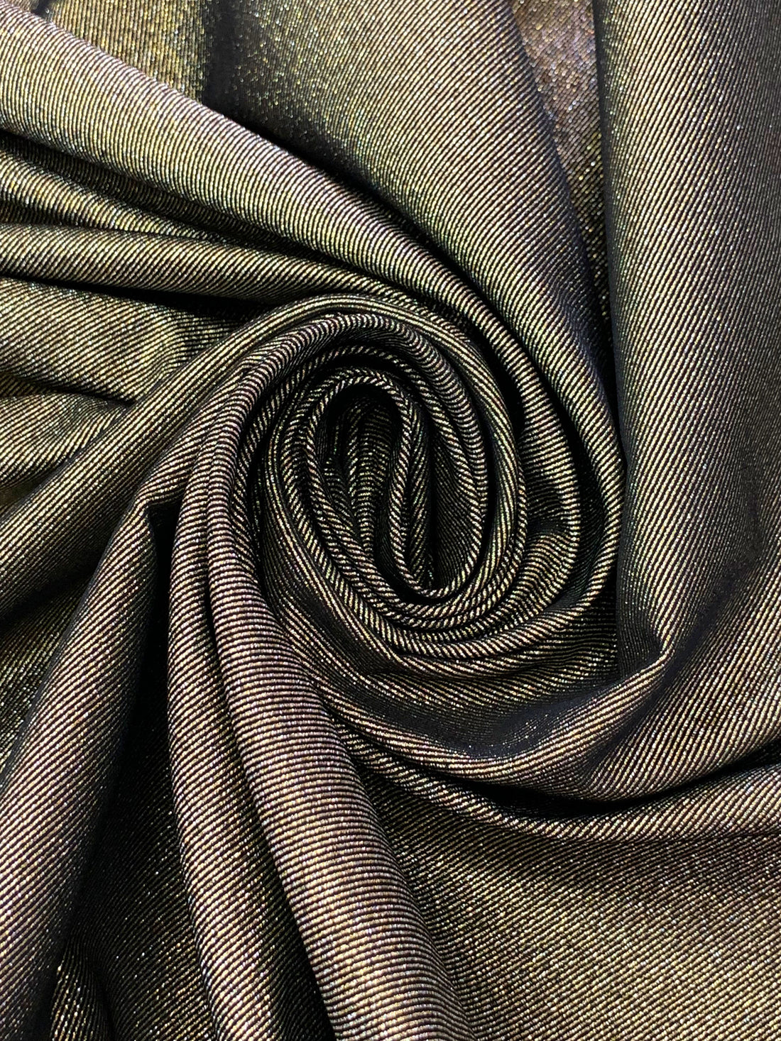 Gold/Silver/Black Polyester/Metallic Metallic Twill Suiting 52W