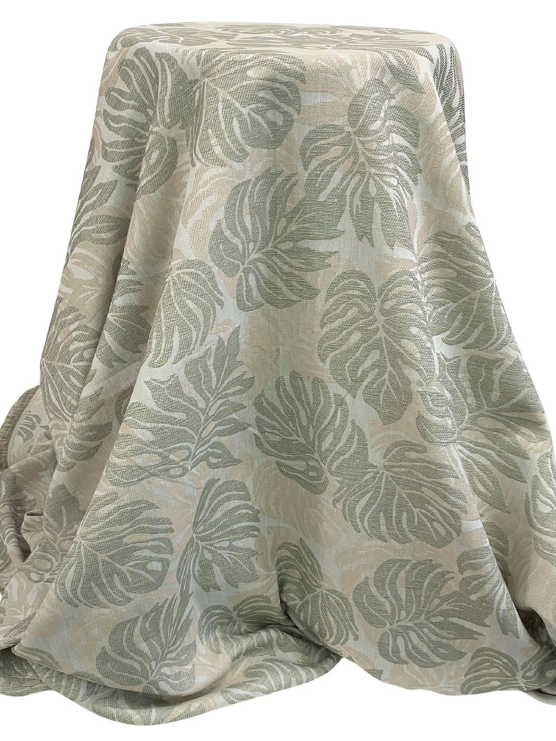 Old Bamboo/Briarwood Tan/Off-White 100% Polyester Floral Jacquard Woven 54W