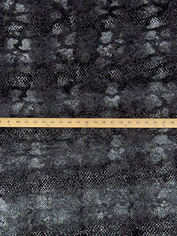 Black/Silvery Gray Polyester/Lycra Animal Print On Floral Burnout Velvet Knit - NY Designer - 54W