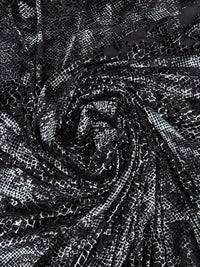 Black/Silvery Gray Polyester/Lycra Animal Print On Floral Burnout Velvet Knit - NY Designer - 54W