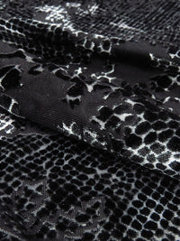 Black/Silvery Gray Polyester/Lycra Animal Print On Floral Burnout Velvet Knit - NY Designer - 54W