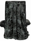 Black/Silvery Gray Polyester/Lycra Animal Print On Floral Burnout Velvet Knit - NY Designer - 54W