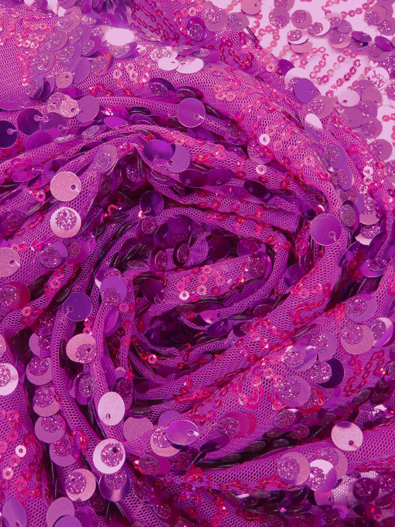 Fandango/Fuchsia 100% Polyester Abstract Design Flip and Mini Sequins On Netting 51W