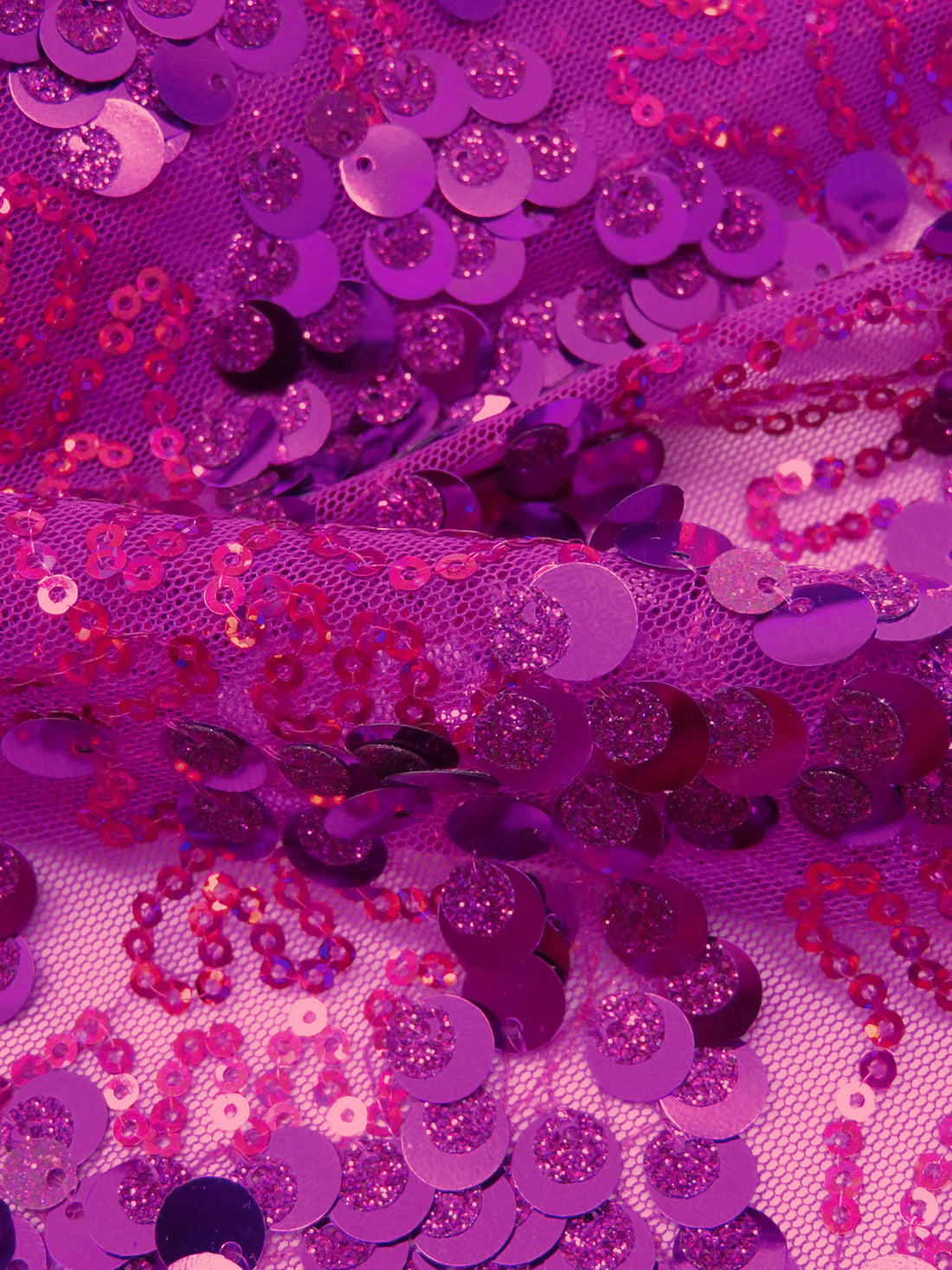 Fandango/Fuchsia 100% Polyester Abstract Design Flip and Mini Sequins On Netting 51W