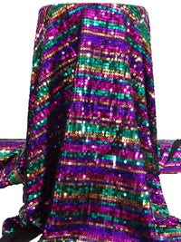 SOLD AS IS ONLY - Muted Gold/Dark Fuchsia/Black/Multi Polyester/Lycra Horizontal Stipe Sequins On Knit 52W
